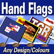 Hand flags and paper flags printed from customer's artwork and design
